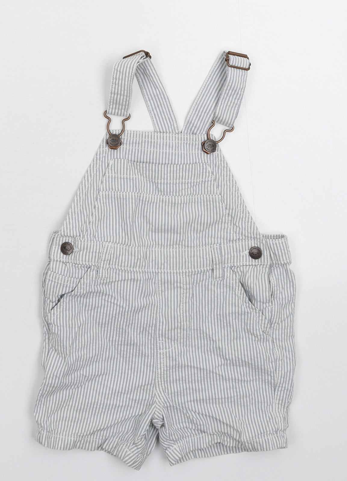 NEXT Girls Grey Striped  Dungaree One-Piece Size 2-3 Years