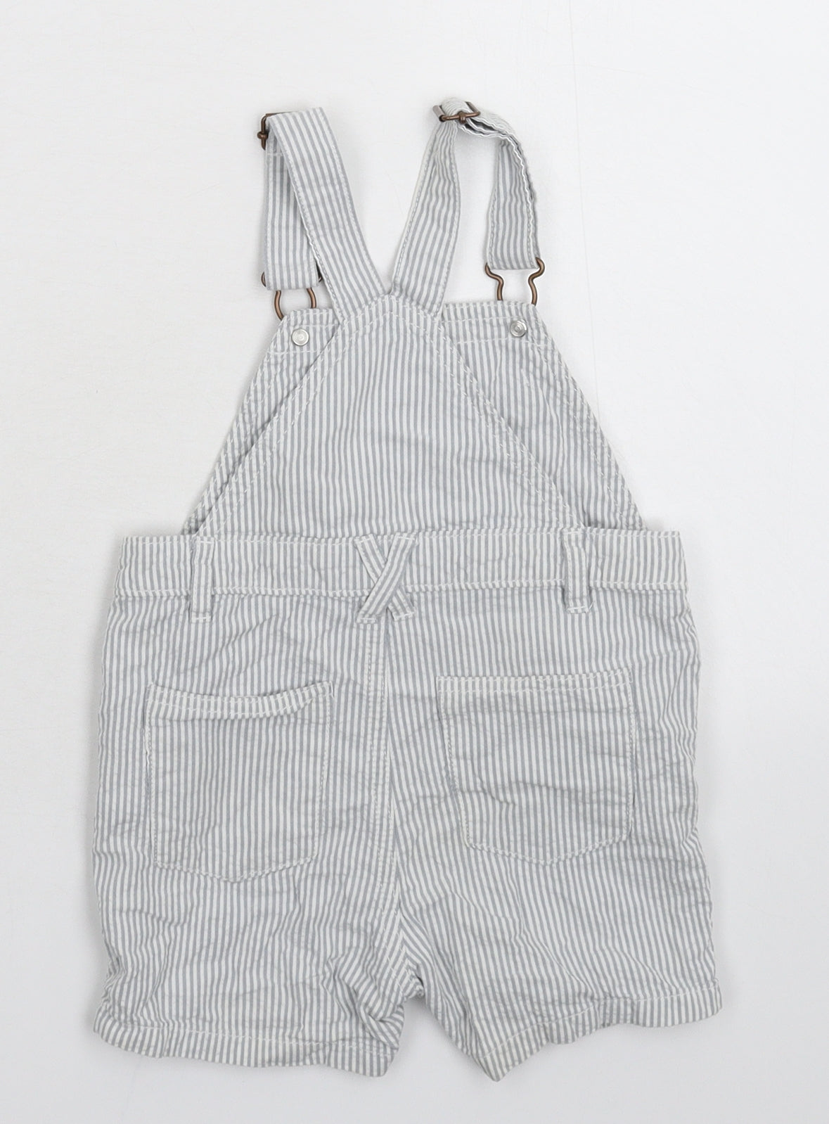 NEXT Girls Grey Striped  Dungaree One-Piece Size 2-3 Years
