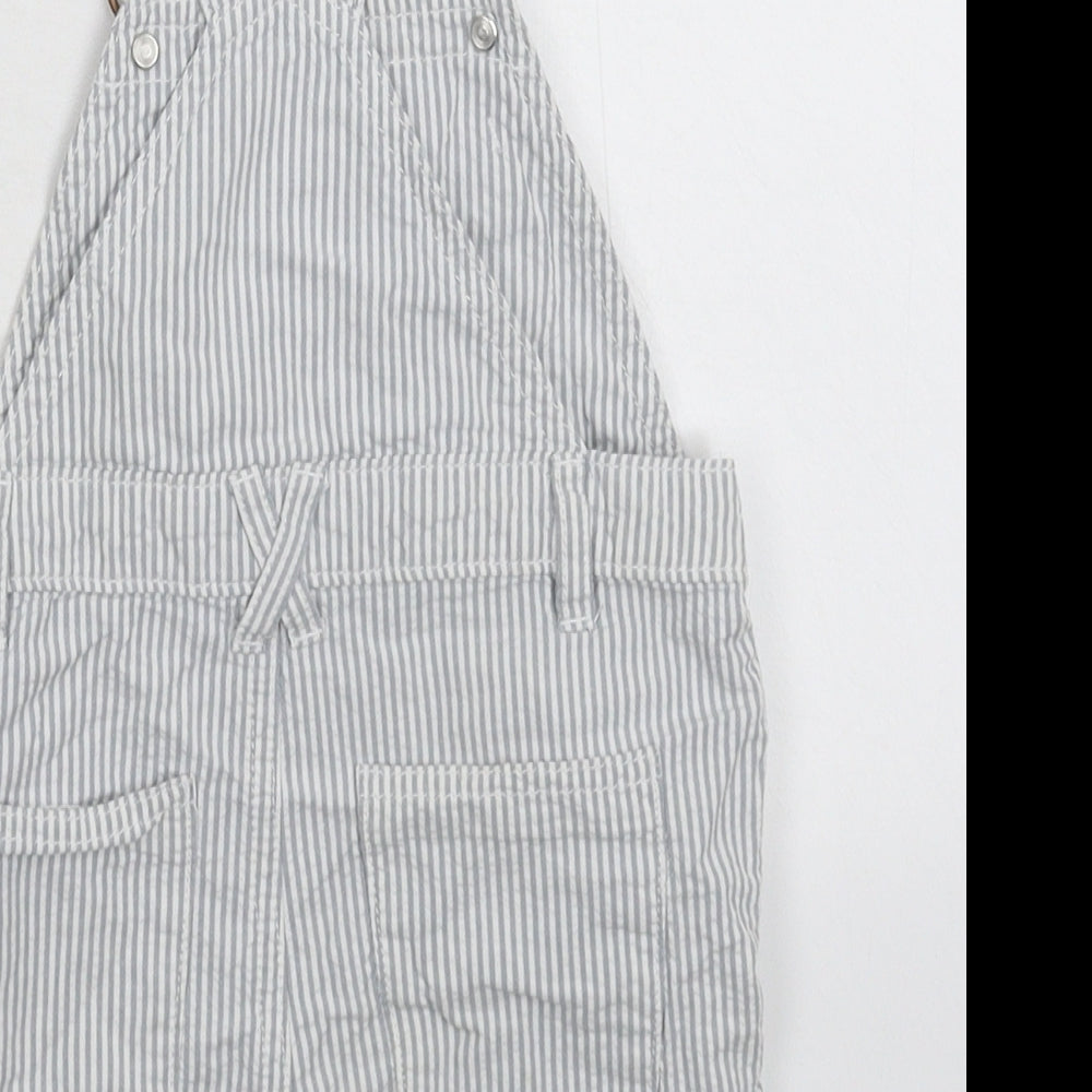 NEXT Girls Grey Striped  Dungaree One-Piece Size 2-3 Years