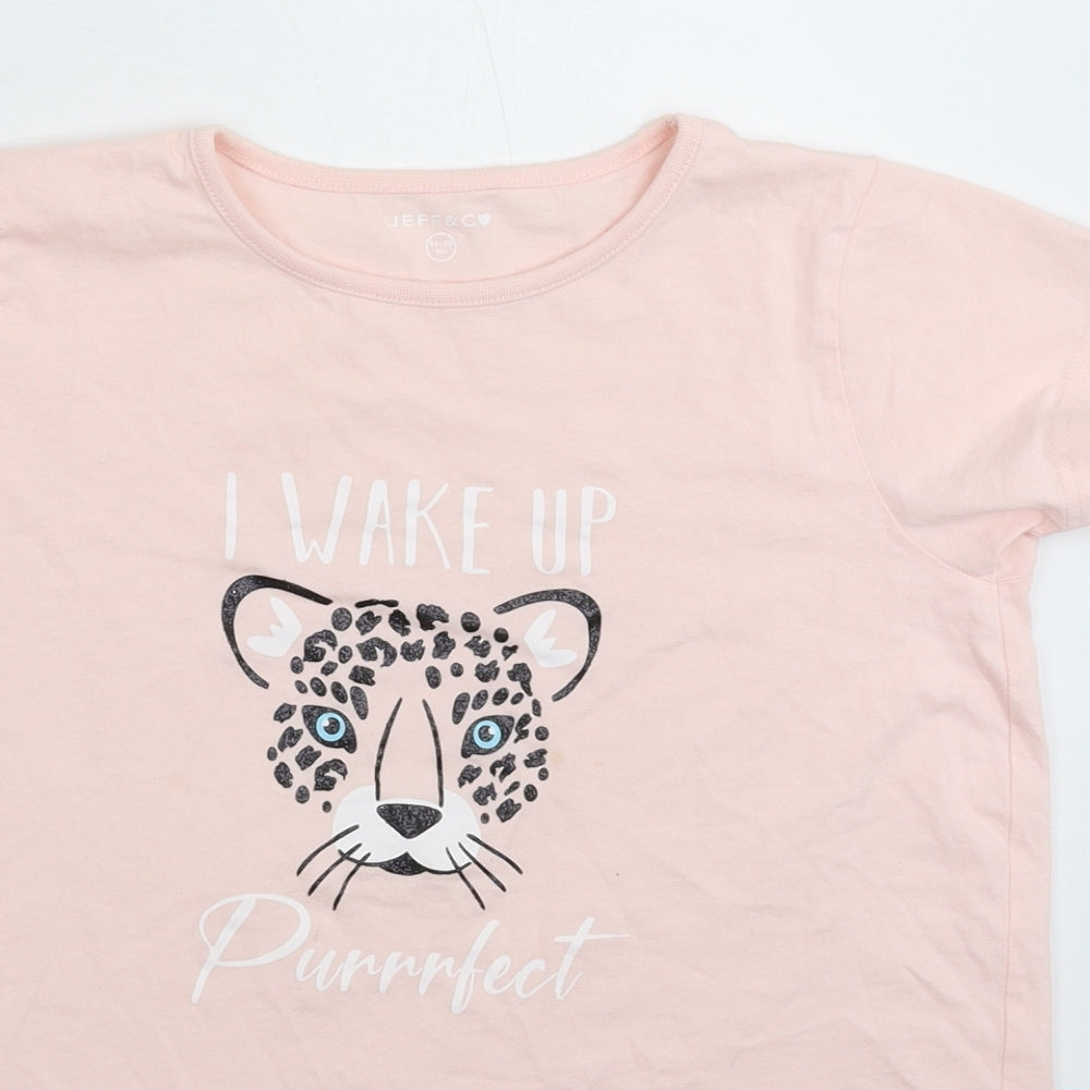 Jeff & Co Girls Pink   Basic T-Shirt Size 11-12 Years