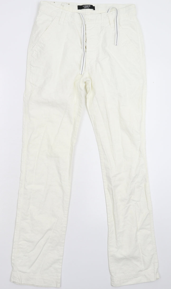 Denim & Co. Womens White Trousers Size 28 in L30 in