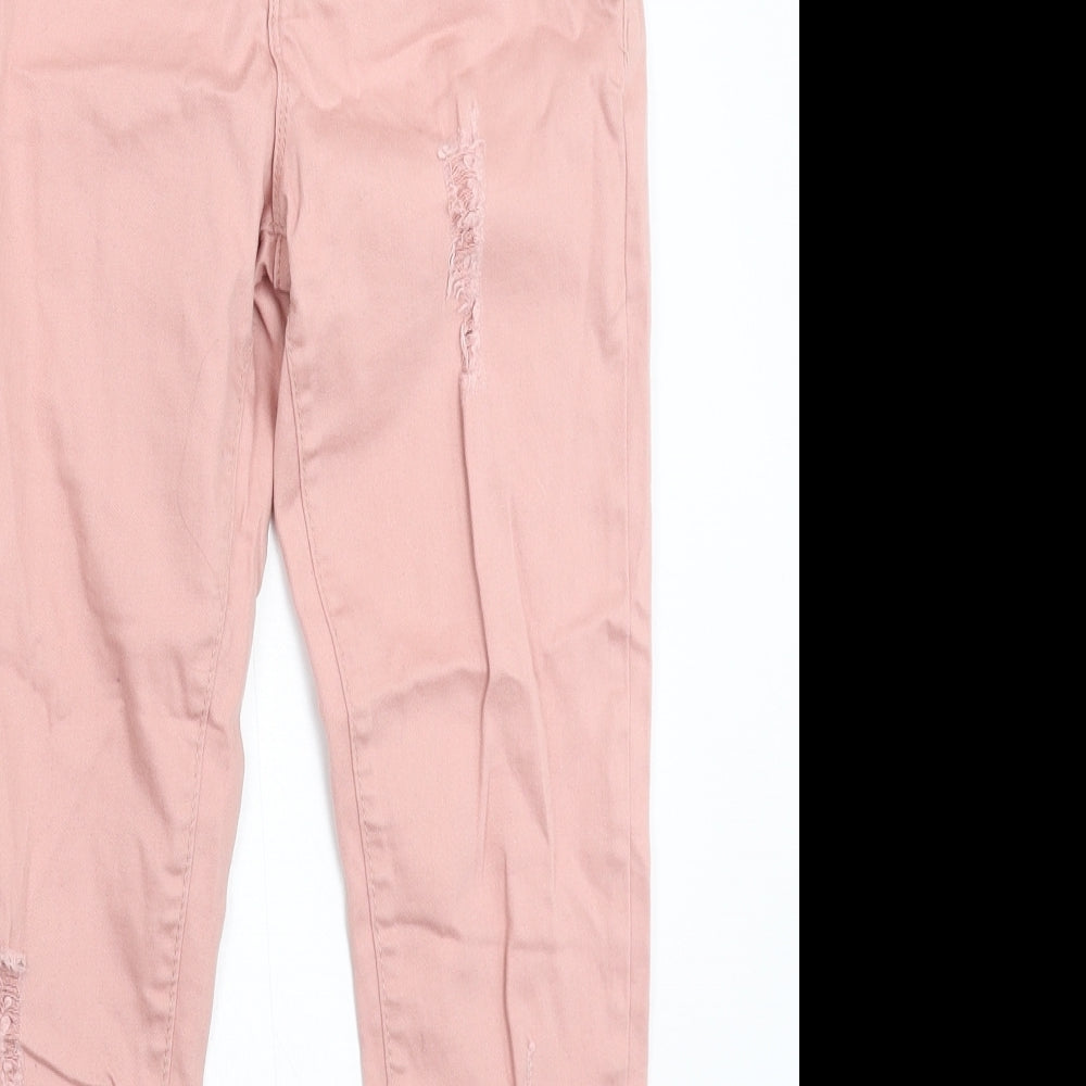 Denim & Co. Girls Pink  Denim Skinny Jeans Size 11-12 Years - Distressed