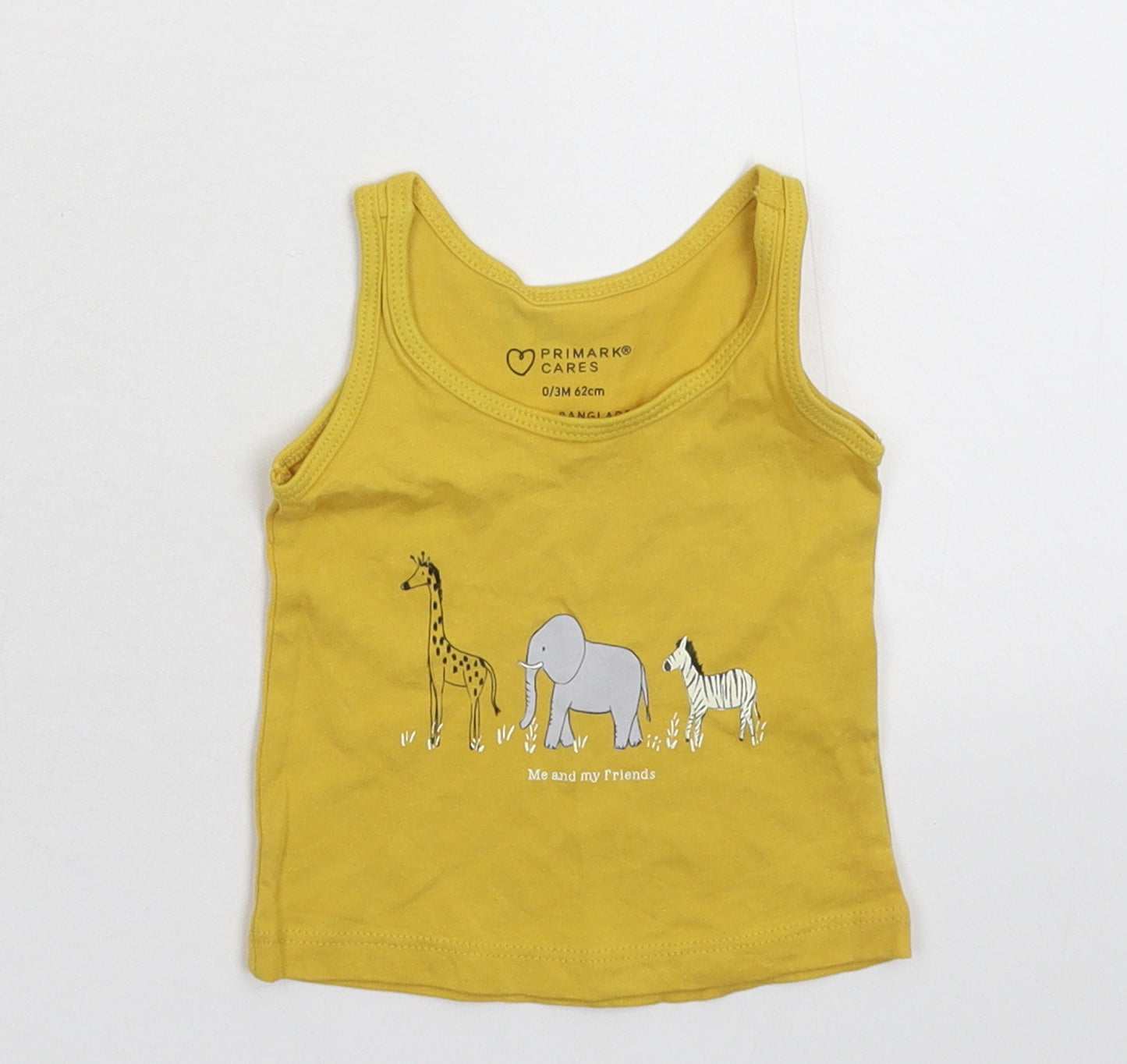 Primark Baby Yellow   Basic Tank Size 0-3 Months
