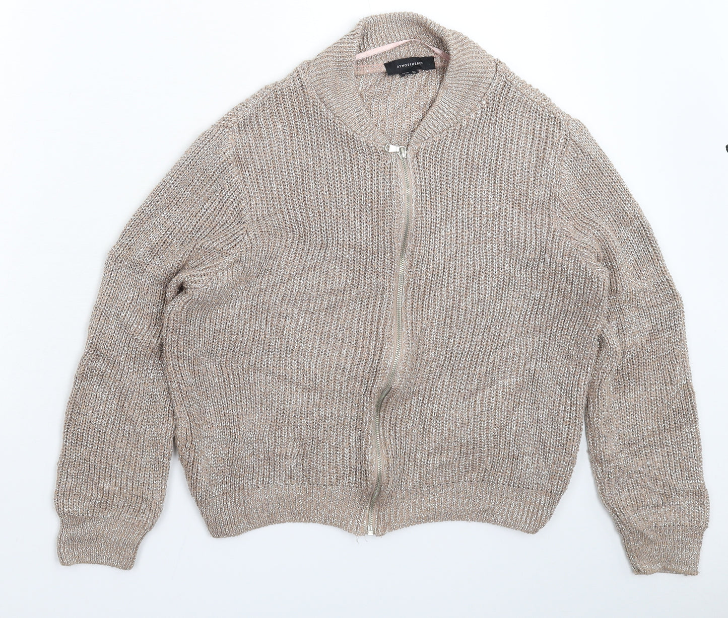 Atmosphere Womens Grey  Knit Bomber Jacket Jacket Size 12