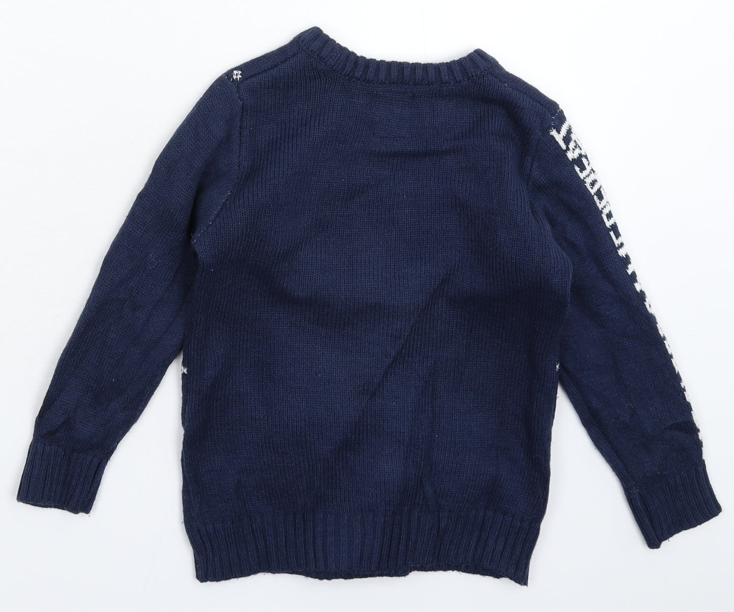 George Boys Blue  Knit Pullover Jumper Size 4-5 Years  - Christmas