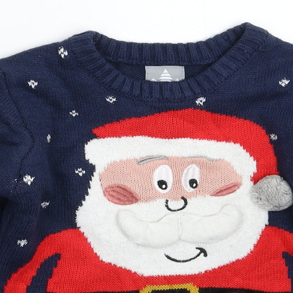 George Boys Blue  Knit Pullover Jumper Size 4-5 Years  - Christmas