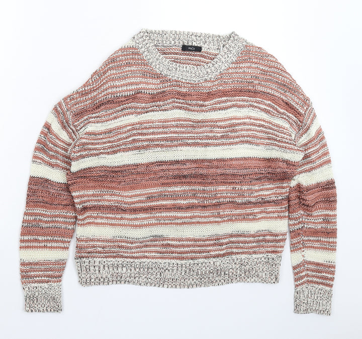 M&Co Womens Beige Striped Knit Pullover Jumper Size 10