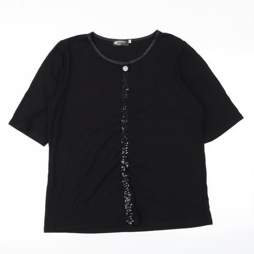 halina Womens Black   Basic T-Shirt Size 18