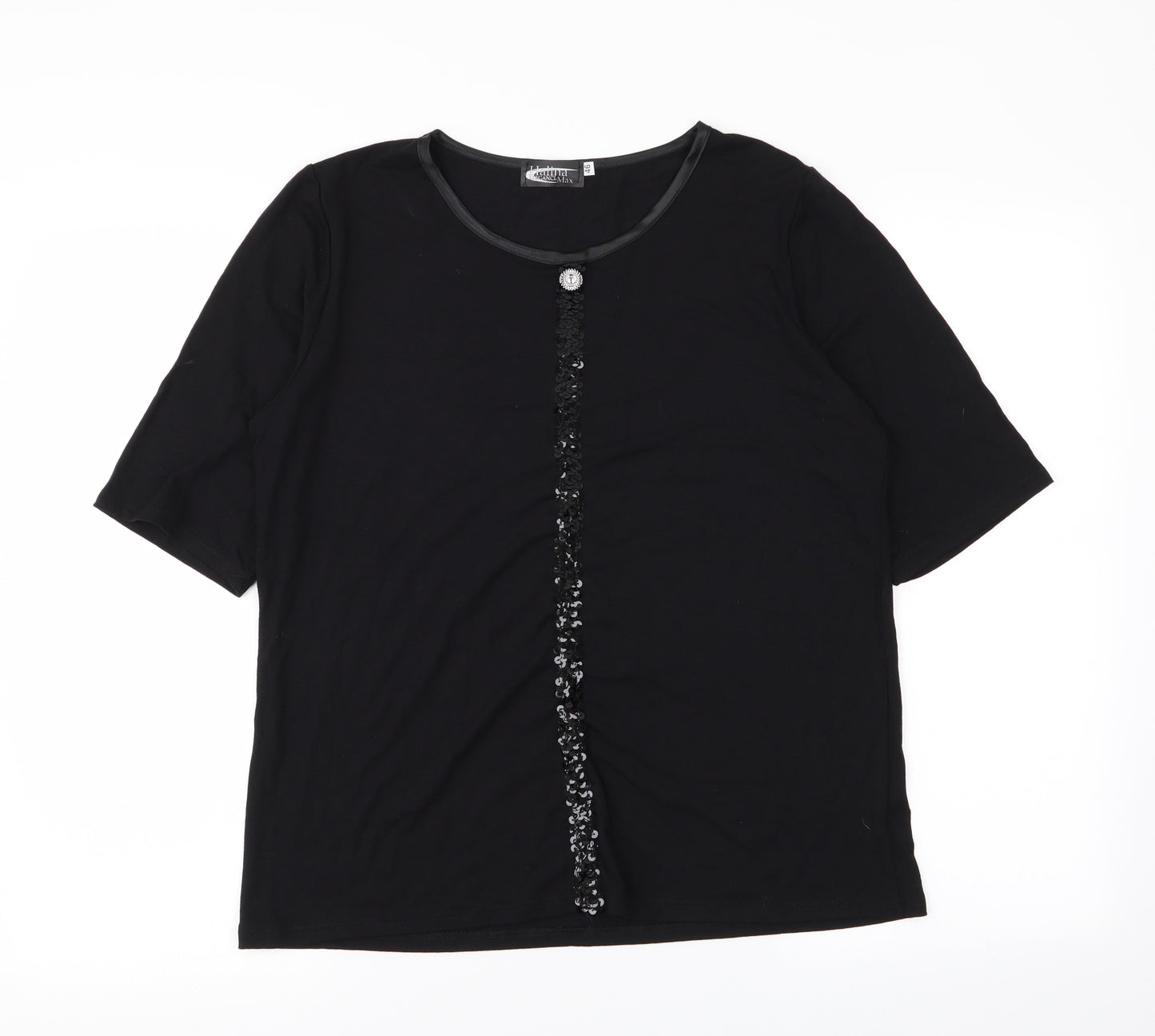 halina Womens Black   Basic T-Shirt Size 18