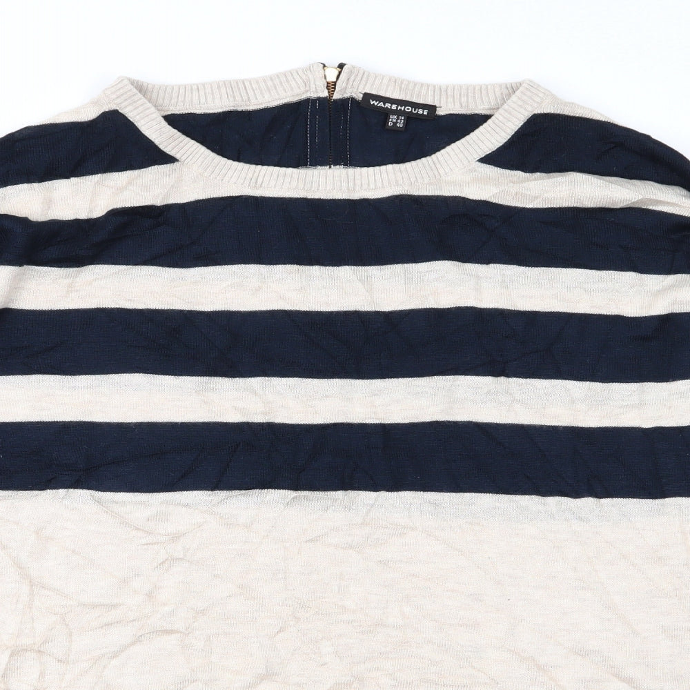 Warehouse Womens Multicoloured Striped  Pullover Jumper Size 14
