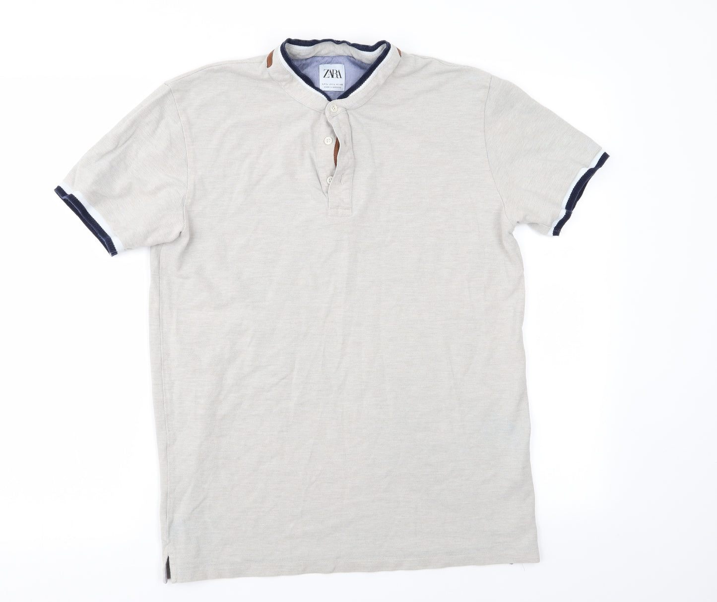 Zara Mens Beige    Polo Size L