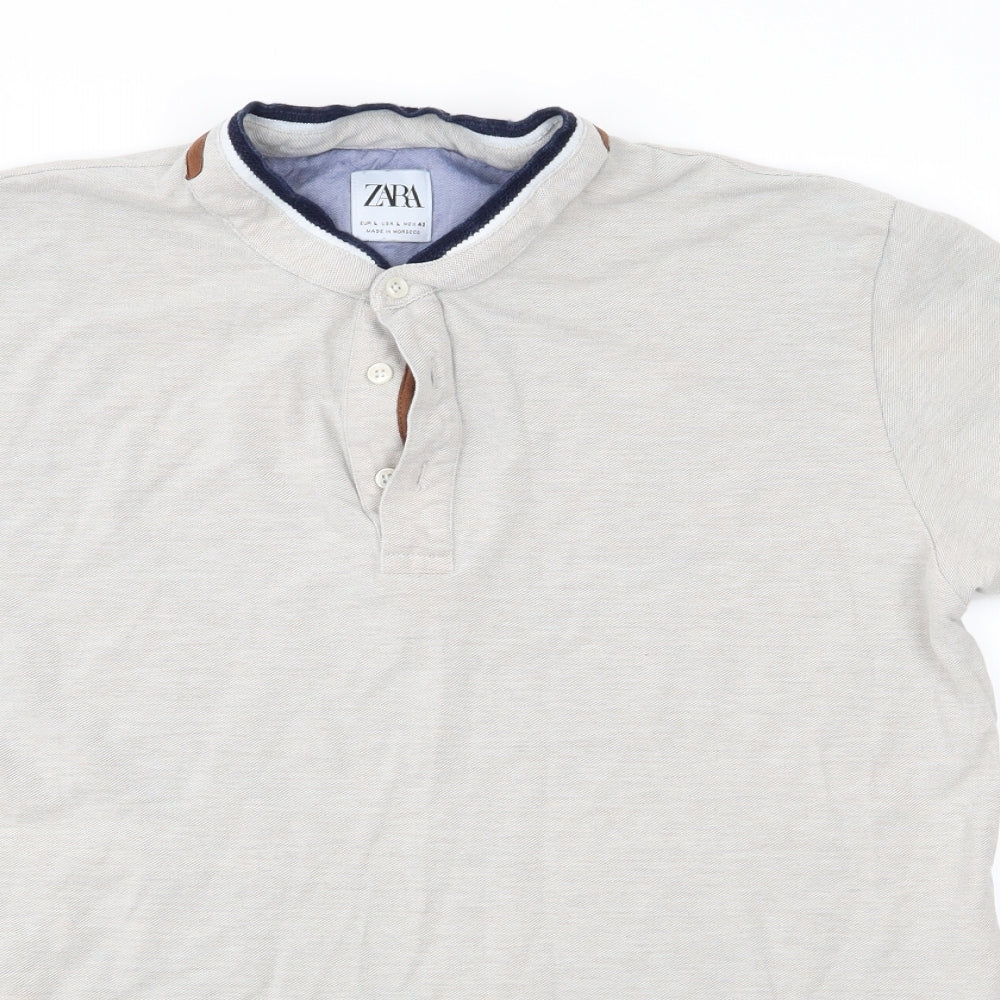 Zara Mens Beige    Polo Size L