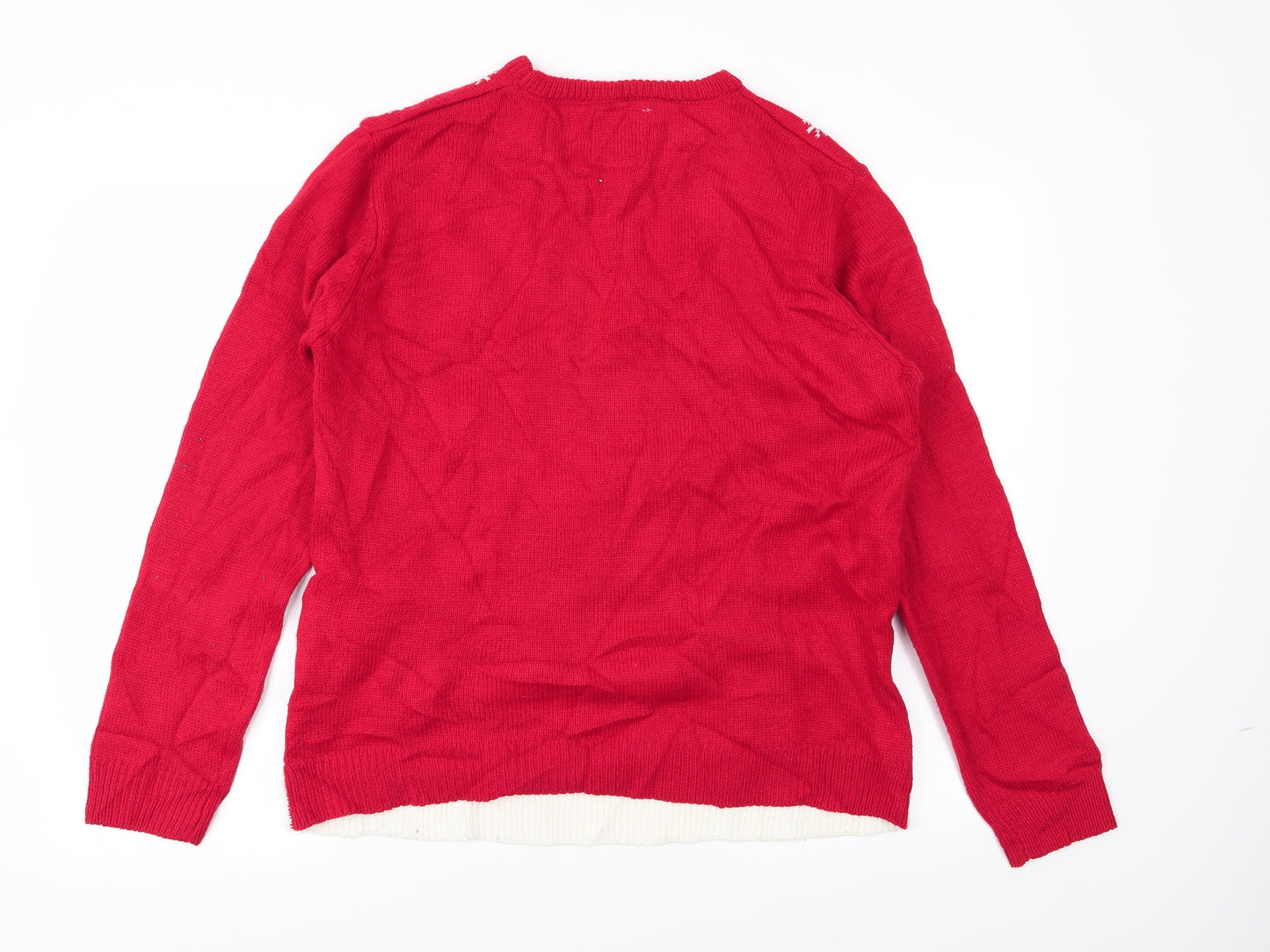Cedar Wood State Mens Red Geometric  Pullover Jumper Size L  - christmas