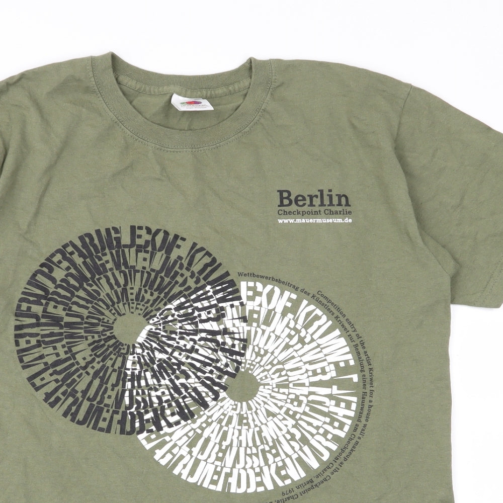 Fruit of the Loom Mens Green    T-Shirt Size S