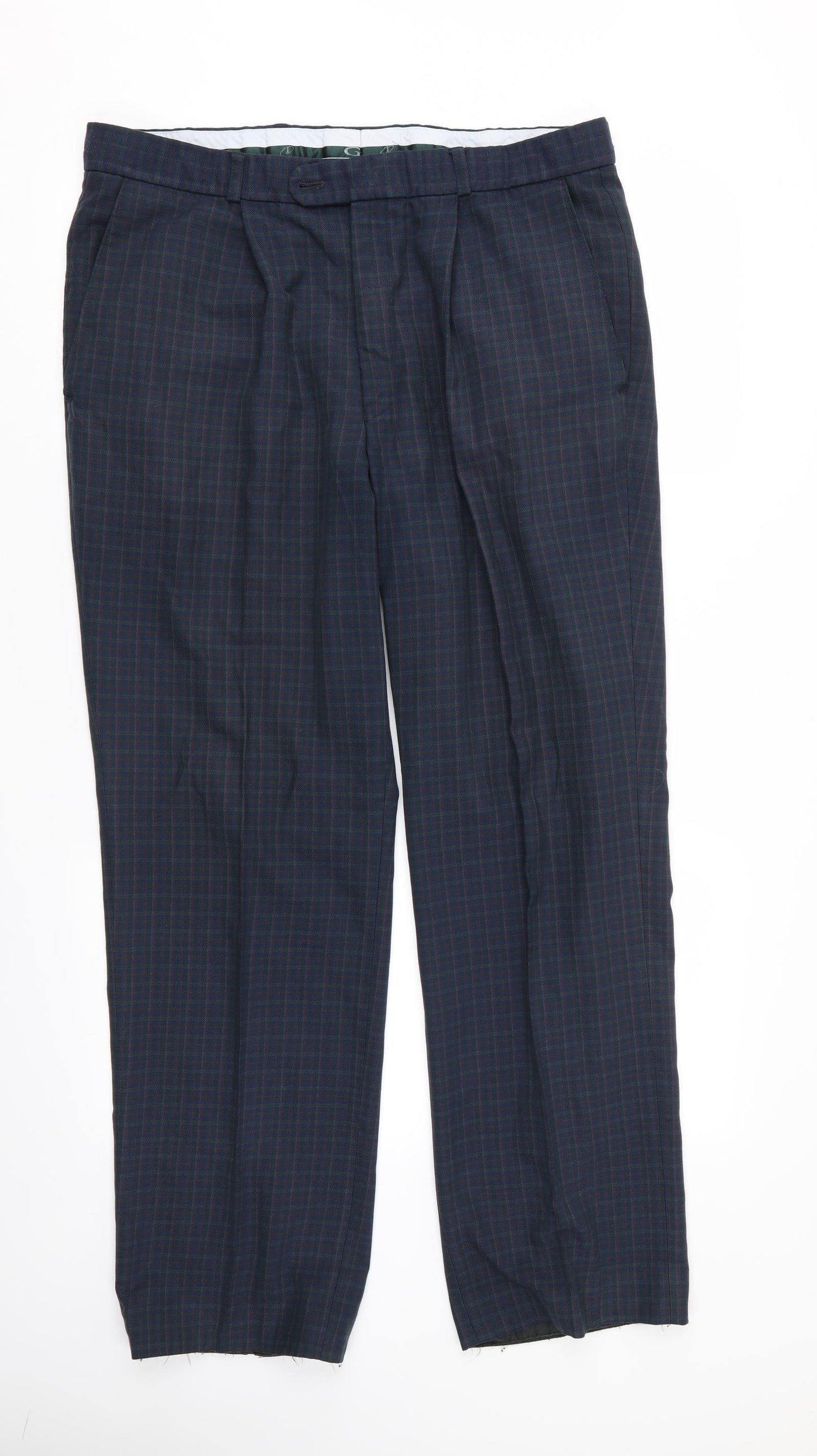 GTC Mens Blue Check  Trousers  Size 34 in L30 in