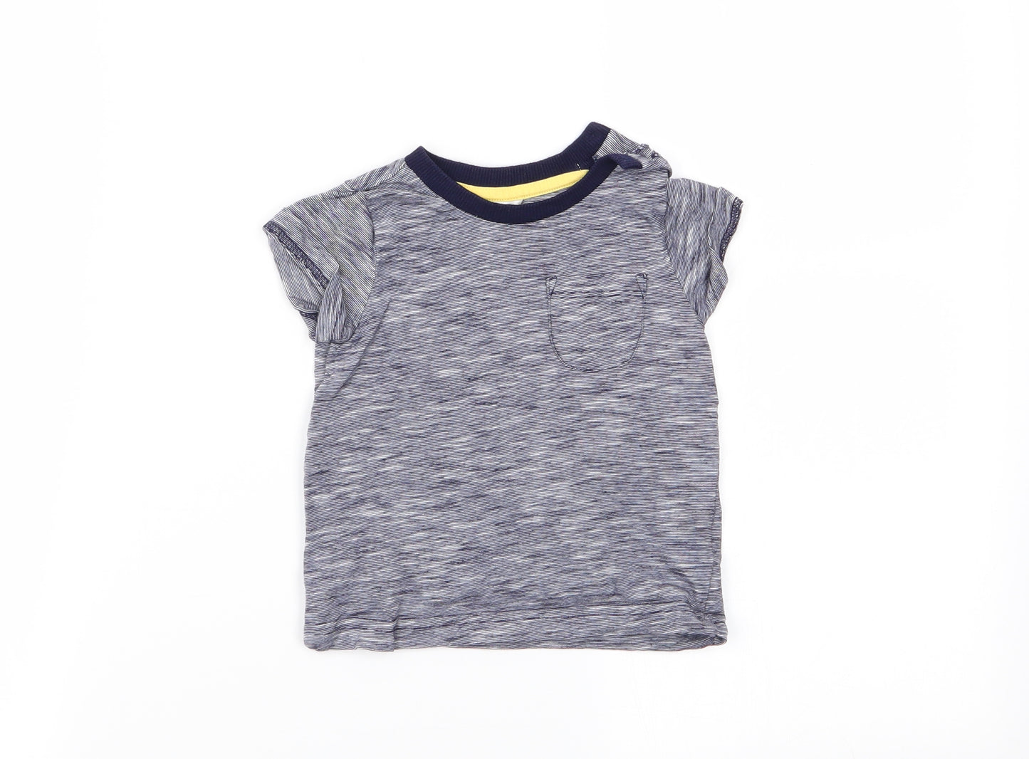 M&Co Boys Blue Striped  Basic T-Shirt Size 9-12 Months