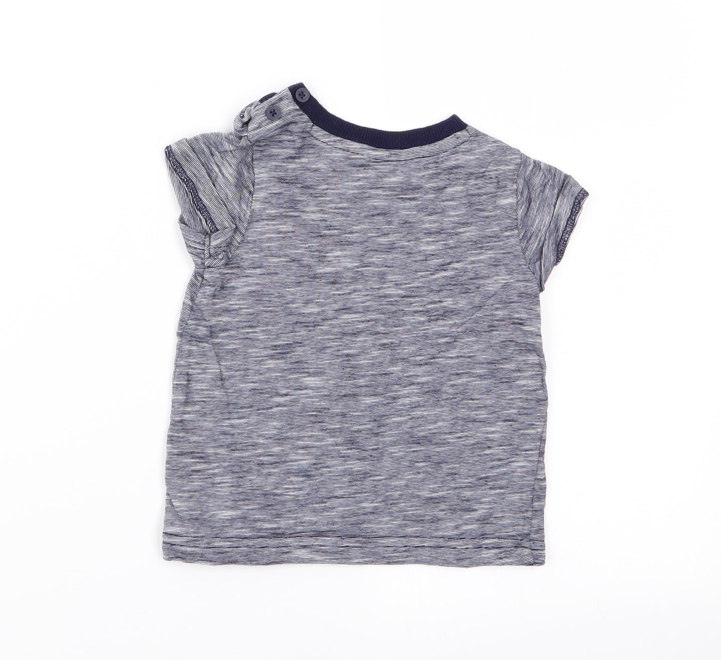 M&Co Boys Blue Striped  Basic T-Shirt Size 9-12 Months
