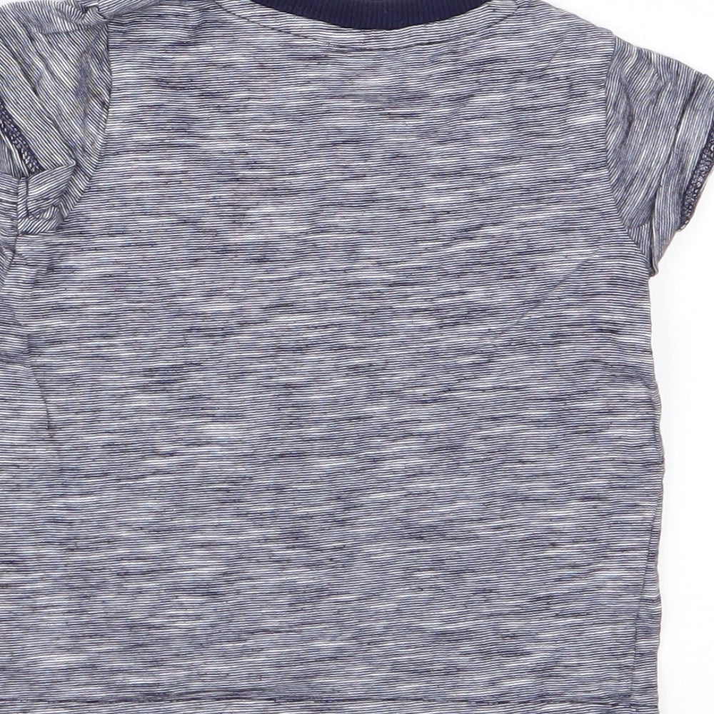 M&Co Boys Blue Striped  Basic T-Shirt Size 9-12 Months