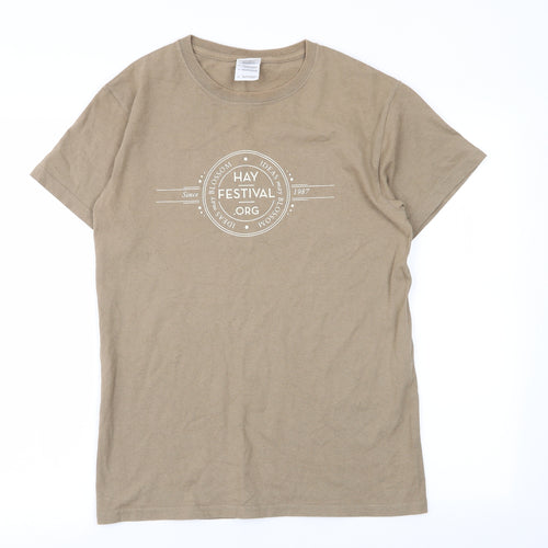 Gildan Mens Beige    T-Shirt Size S