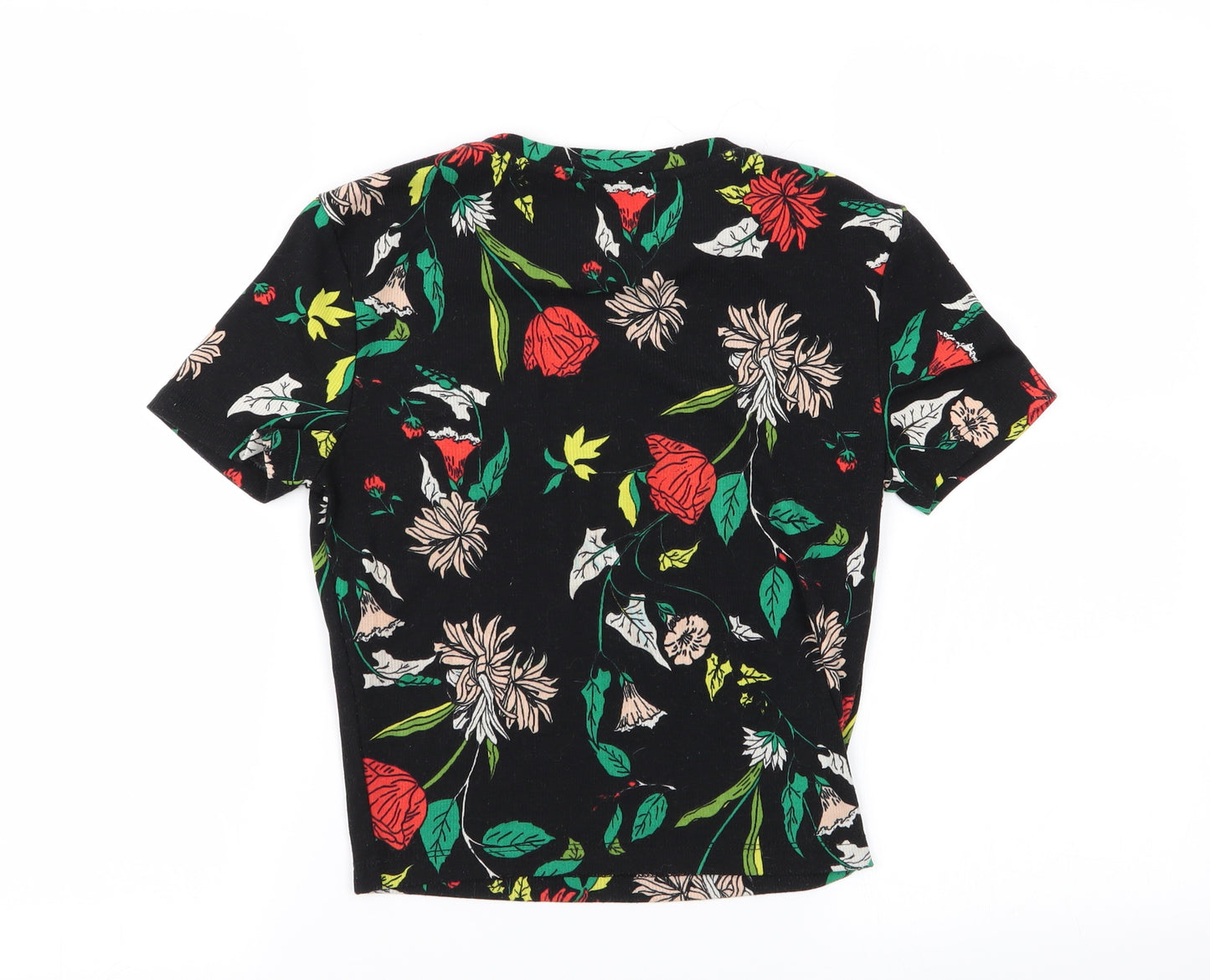 Zara Womens Black Floral  Basic T-Shirt Size S