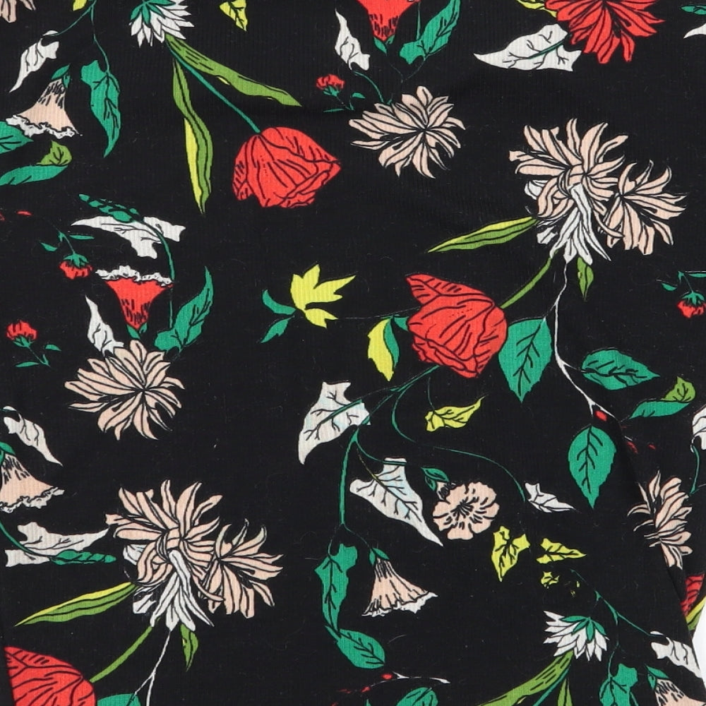 Zara Womens Black Floral  Basic T-Shirt Size S