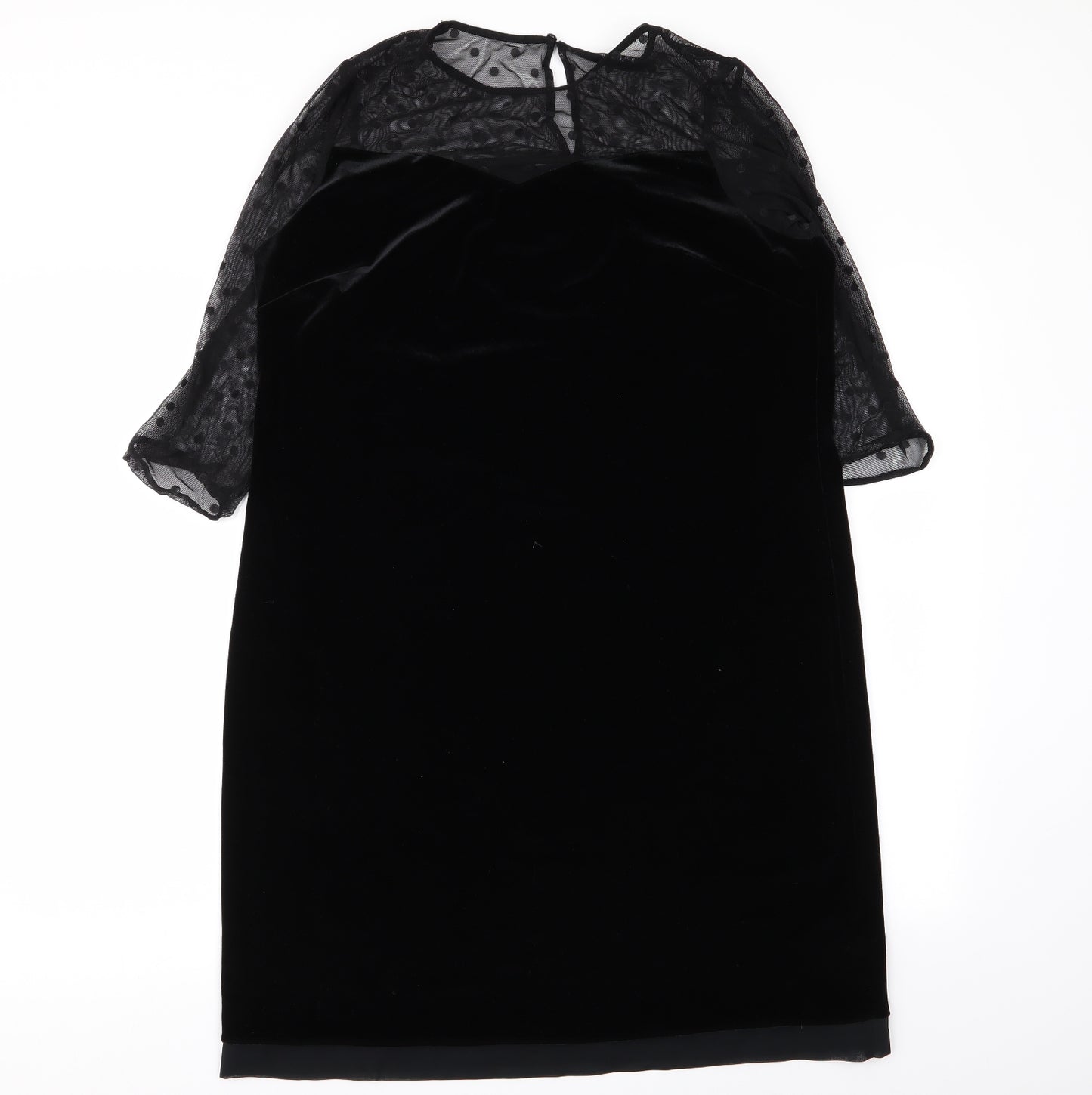 M&S Womens Black Polka Dot  Fit & Flare  Size 14