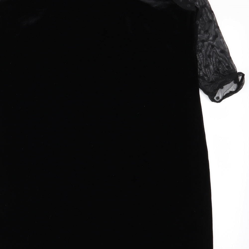 M&S Womens Black Polka Dot  Fit & Flare  Size 14