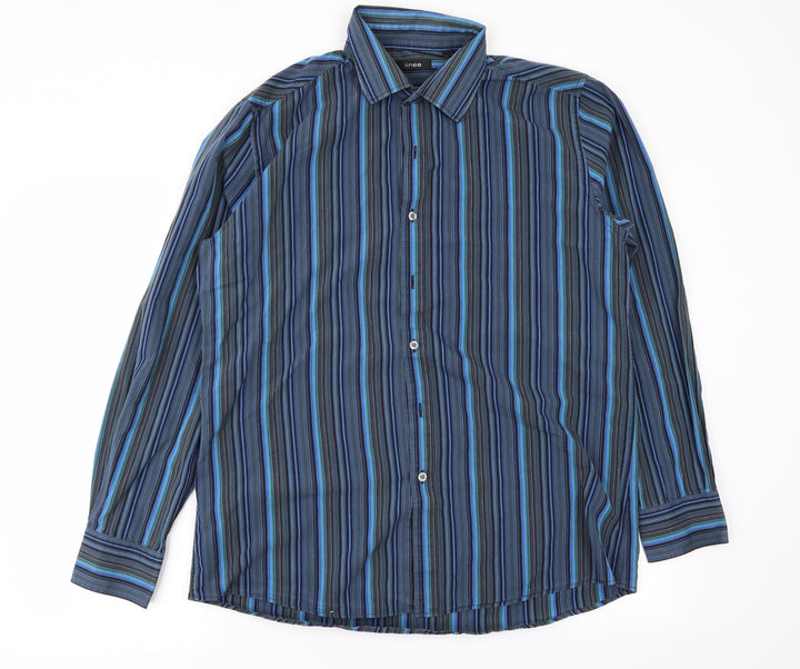 Linea Mens Multicoloured Striped Button-Up Size 16.5