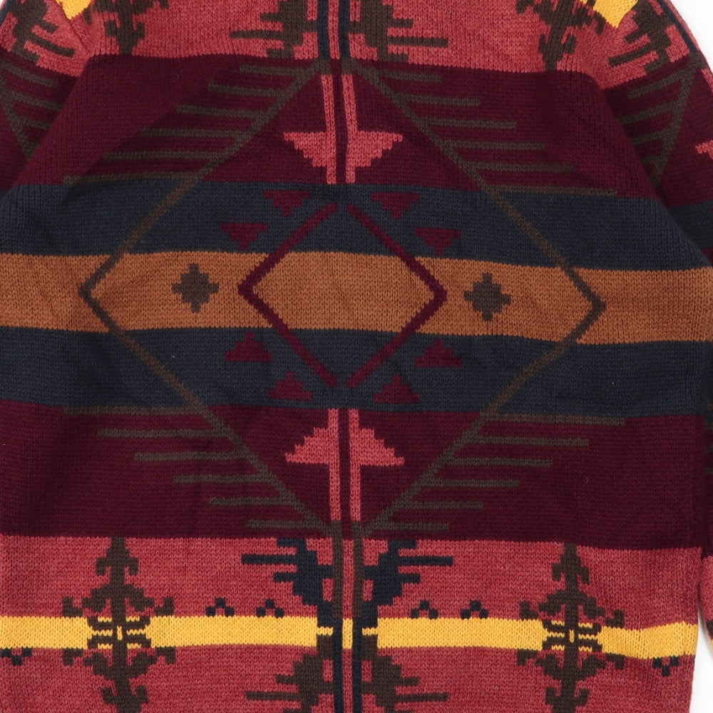 CEDAR Mens Multicoloured Geometric  Cardigan Jumper Size M