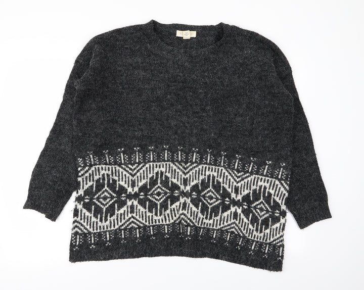 FOREVER 21 Womens Grey Geometric  Pullover Jumper Size L