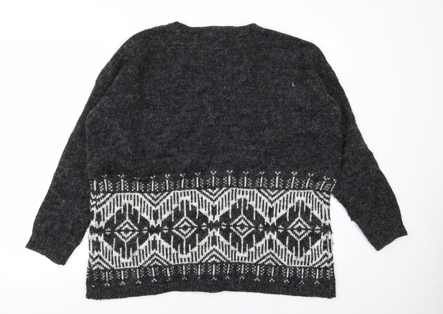 FOREVER 21 Womens Grey Geometric  Pullover Jumper Size L