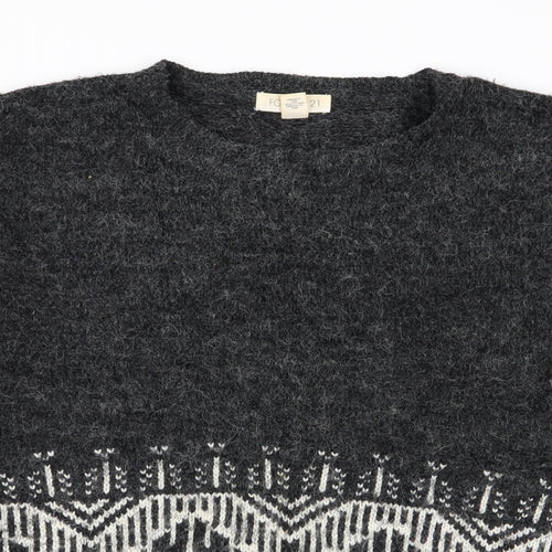 FOREVER 21 Womens Grey Geometric  Pullover Jumper Size L