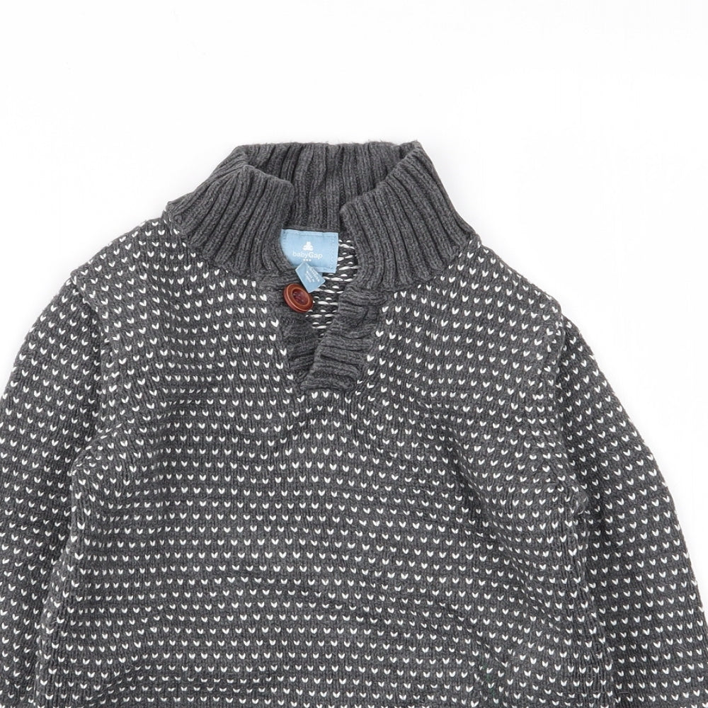 Gap Boys Grey Polka Dot  Pullover Jumper Size 5 Years