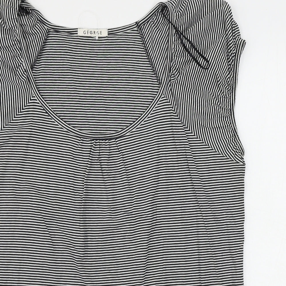 George  Womens Grey Striped  Basic T-Shirt Size 22