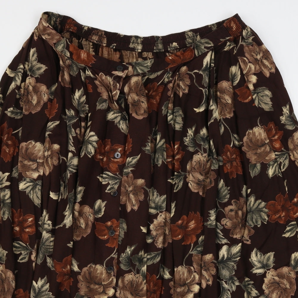 St michael        Womens Brown Floral  A-Line Skirt Size 32 in