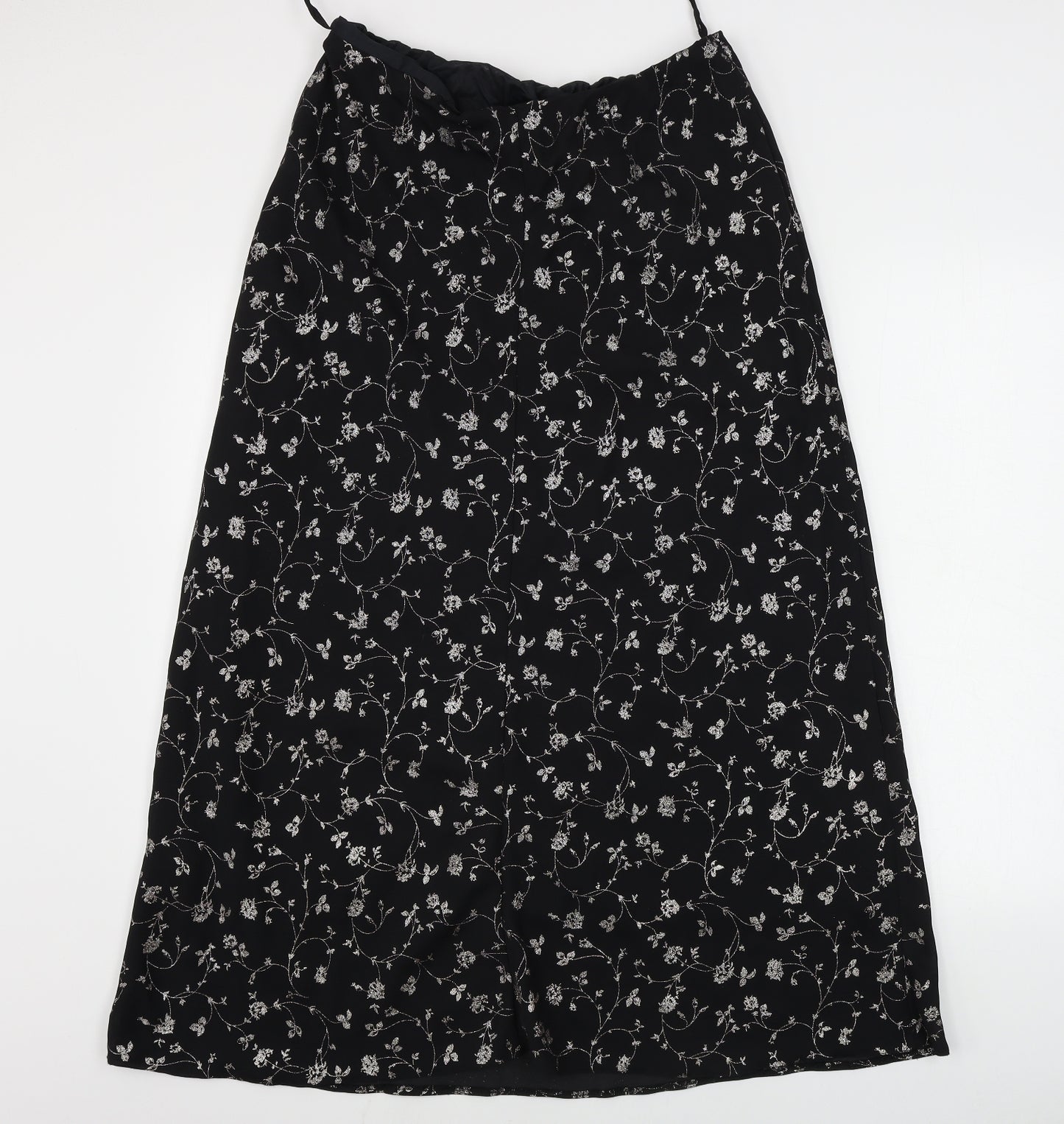 Preworn  Womens Black Floral  A-Line Skirt Size 16