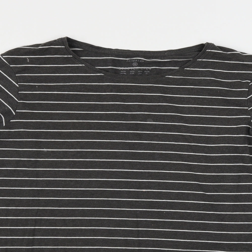 Primark  Womens Brown Striped   T-Shirt Size 2XL