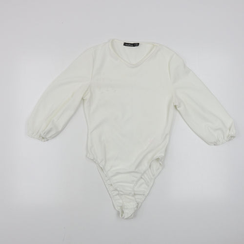 Boohoo  Womens Ivory   Bodysuit One-Piece Size 10