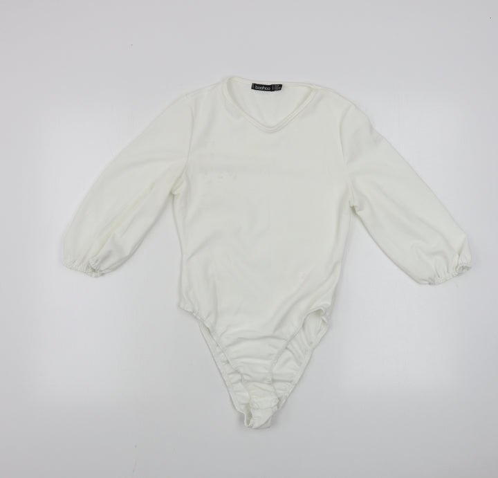 Boohoo  Womens Ivory   Bodysuit One-Piece Size 10