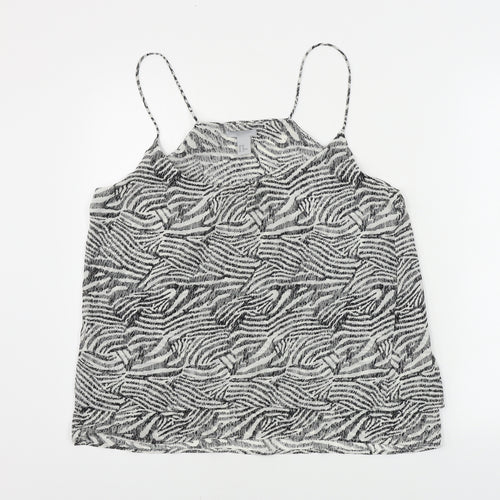 H&M  Womens White Animal Print  Basic Blouse Size 10