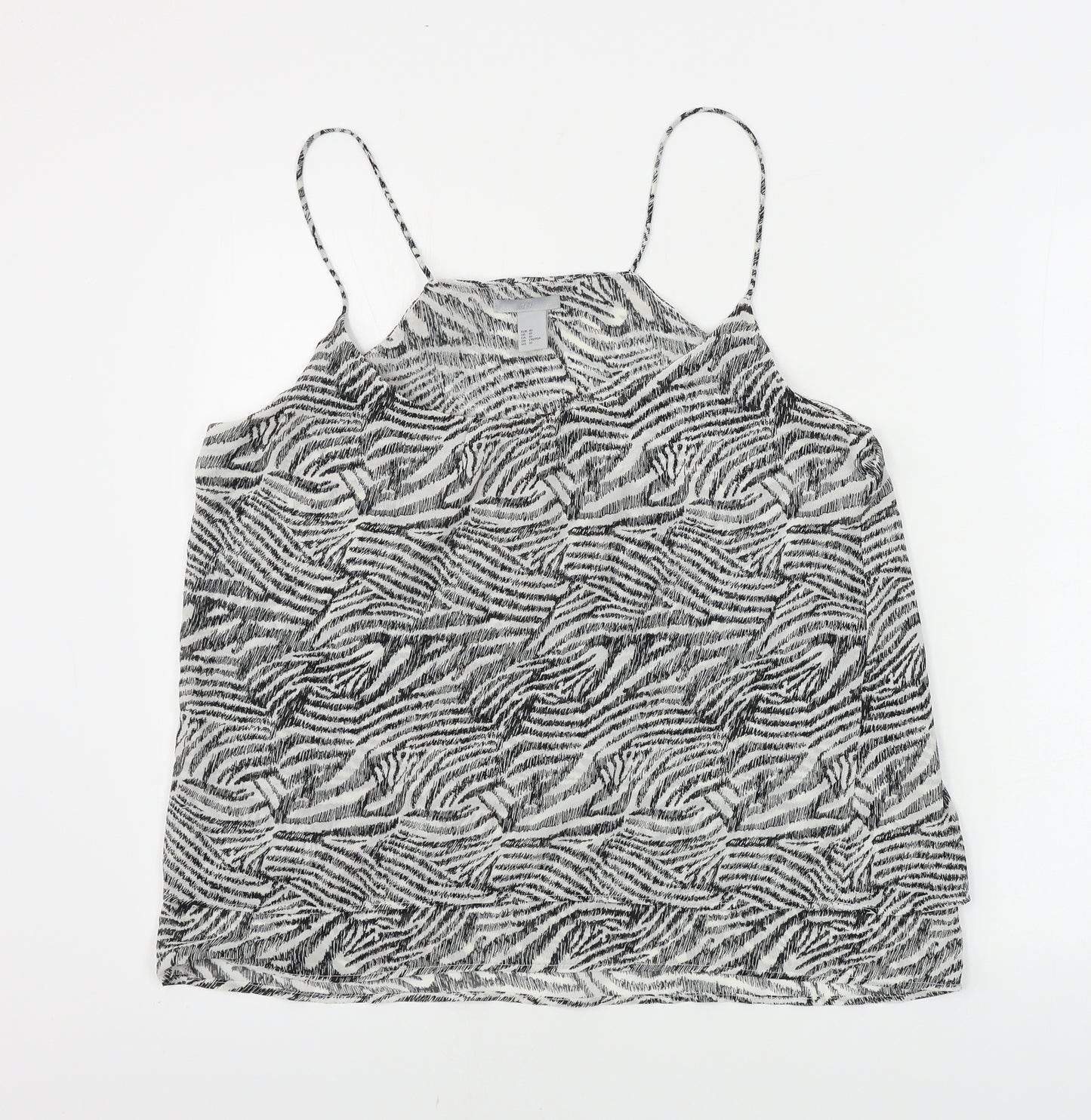 H&M  Womens White Animal Print  Basic Blouse Size 10