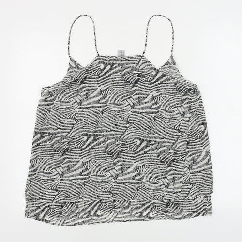 H&M  Womens White Animal Print  Basic Blouse Size 10