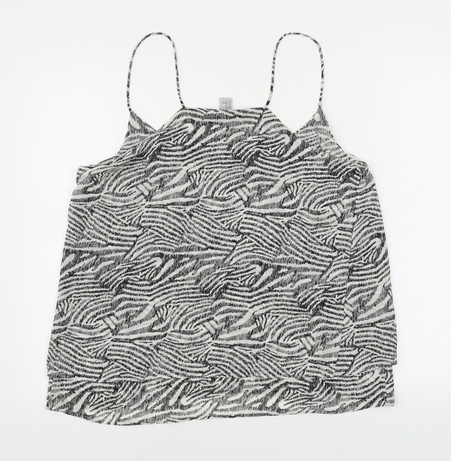H&M  Womens White Animal Print  Basic Blouse Size 10