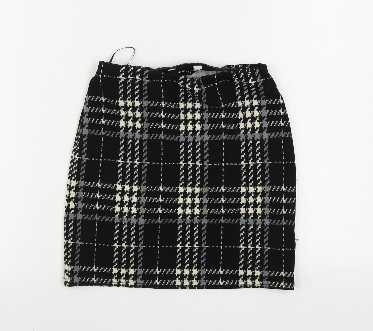 New Look  Womens Black Check  A-Line Skirt Size 8