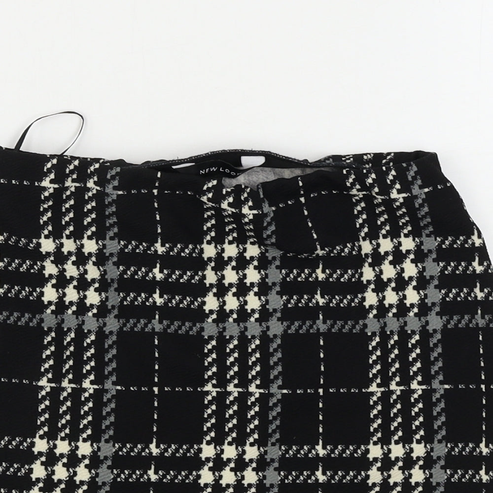 New Look  Womens Black Check  A-Line Skirt Size 8