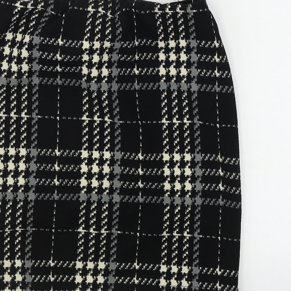 New Look  Womens Black Check  A-Line Skirt Size 8