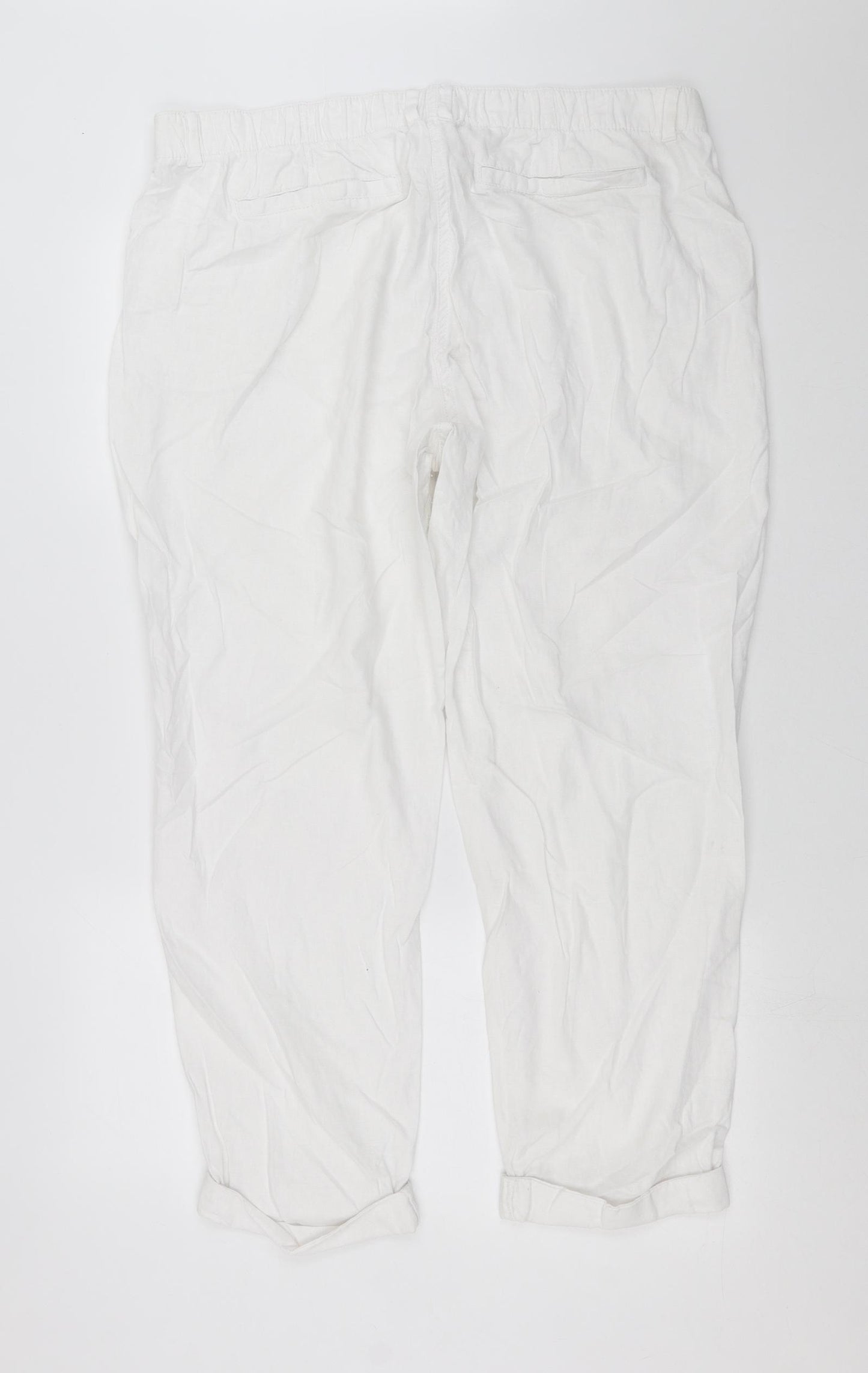 Marks and Spencer Womens White   Trousers  Size 18 L27 in - peg trousers