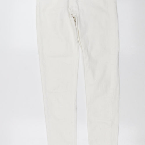 Topshop Womens White  Denim Skinny Jeans Size 28 in L30 in - Distressed hem