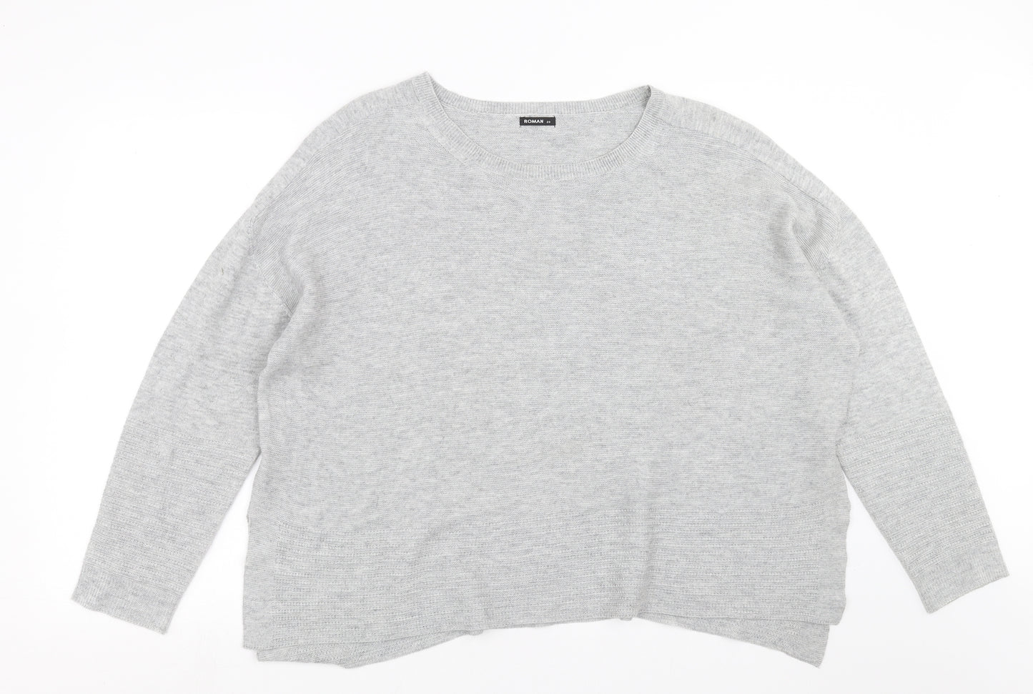 Roman Womens Grey  Knit Pullover Jumper Size 20