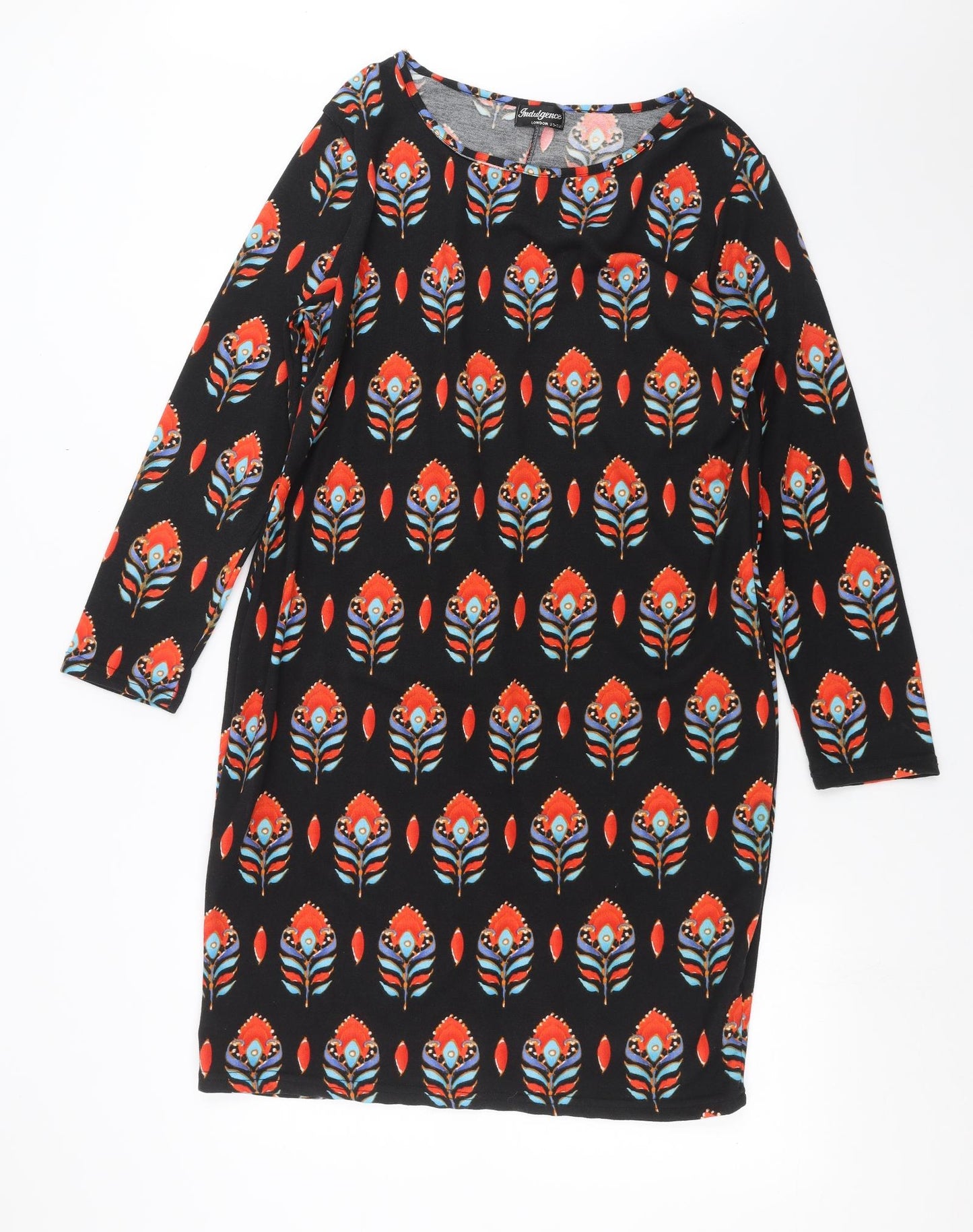 Indulgence  Womens Black Geometric Knit Jumper Dress  Size 20